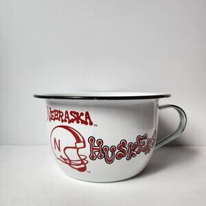 Nebraska Corn Huskers Enamel Bowl Go Big Red Vintage Popcorn Ice Bucket